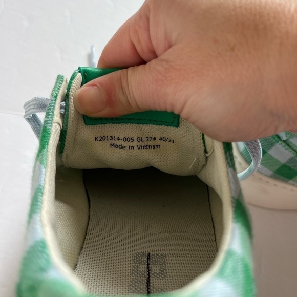 Camper Gingham Check Print Sneakers Size 37 Green Blue - Picture 9 of 9